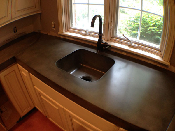Grey Concrete Countertop with Integral Sink